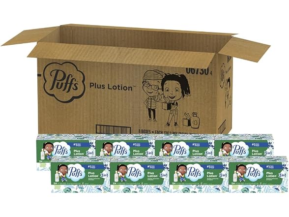 Puffs Facial Tissues Plus Lotion 8 Family Box