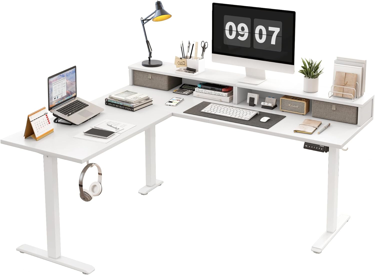 Agilestic L-Shaped Electric Desk with Storage - Gallery 14