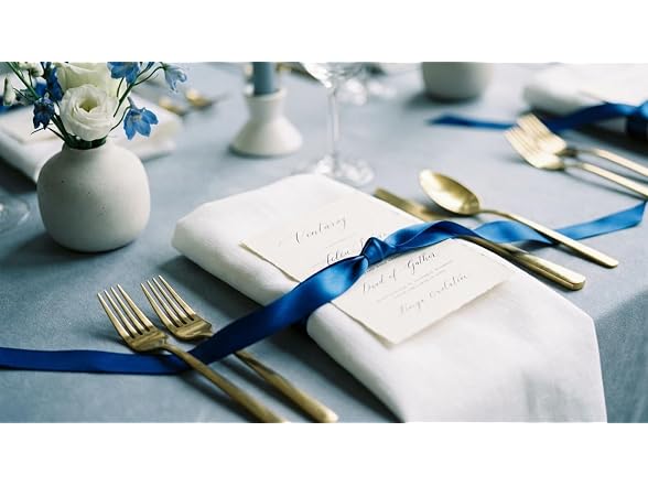 Tiergrade Blue Satin Ribbon 1 Inch x 4 Rolls Blue
