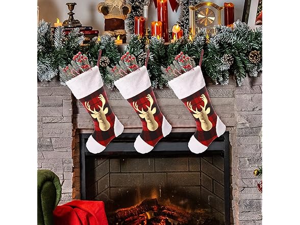 GAOMON 20" Large Christmas Stockings, 3PCs Red