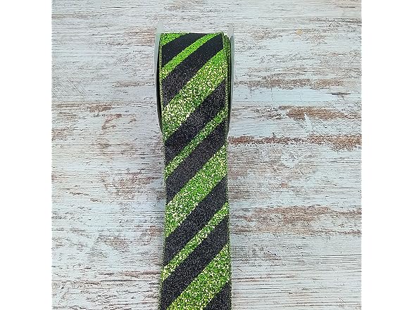 Black Lime Green Glitter Diagonal Stripe