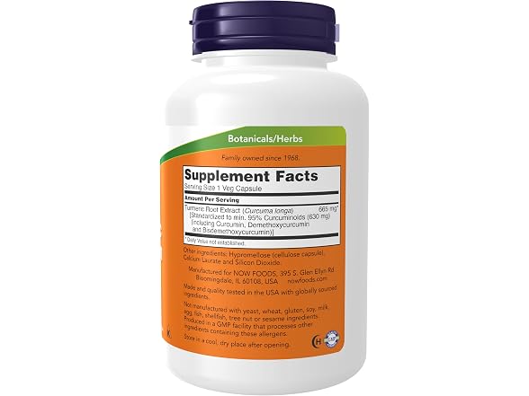 NOW Turmeric Curcumin 120 Veg Capsules