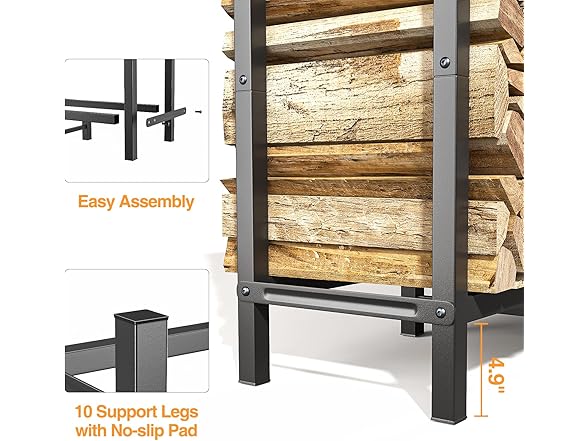GREENER 4FT Firewood Rack Outdoor