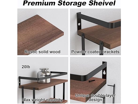 Wall Mounted Floating Shelves, 3+1 Tier