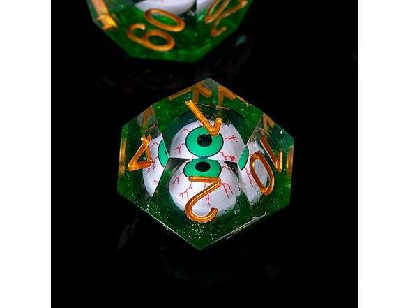 FugaCity DND-Blood Eyes & GREEN, Dice Set Hand