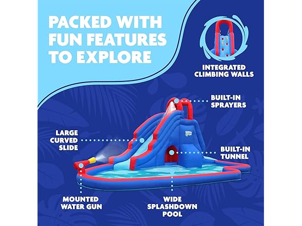 Sunny & Fun Inflatable Water Slide Park with Tunnel