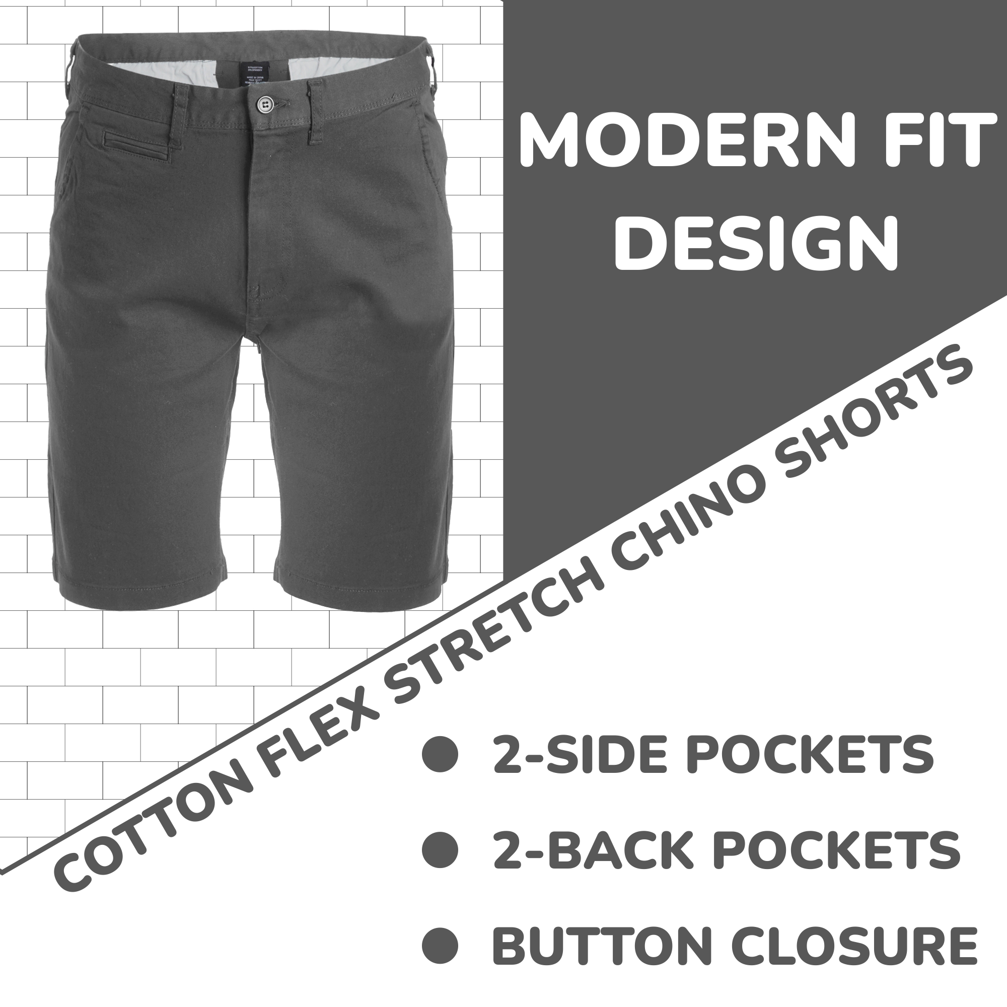 3Pk Asst Mens Stretch Chino Shorts - Gallery 13