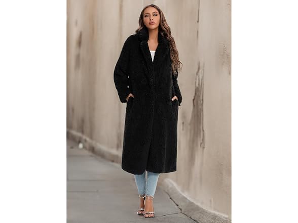 Sugar Poison Women (L) Faux Fur Tie Belt Open Coat