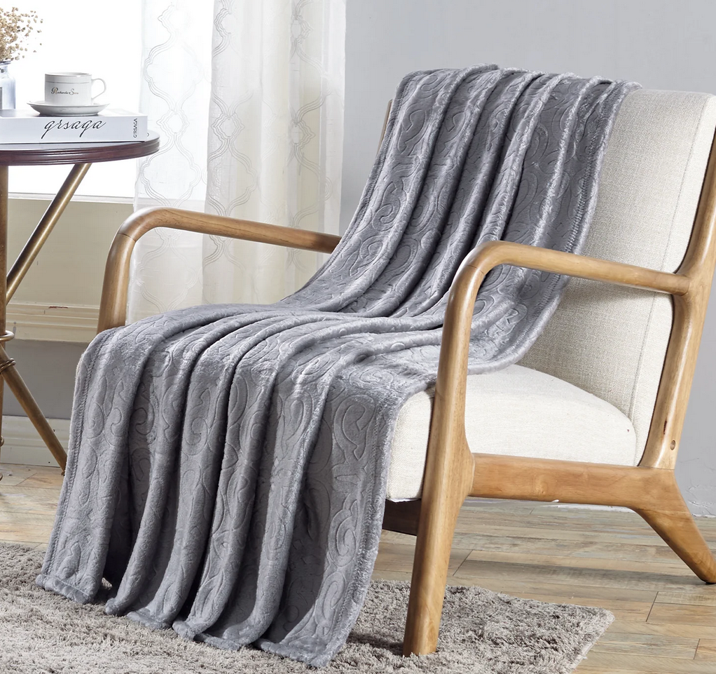 Ultra Soft Microplush Embossed Scroll Pattern Throw - Gallery 6