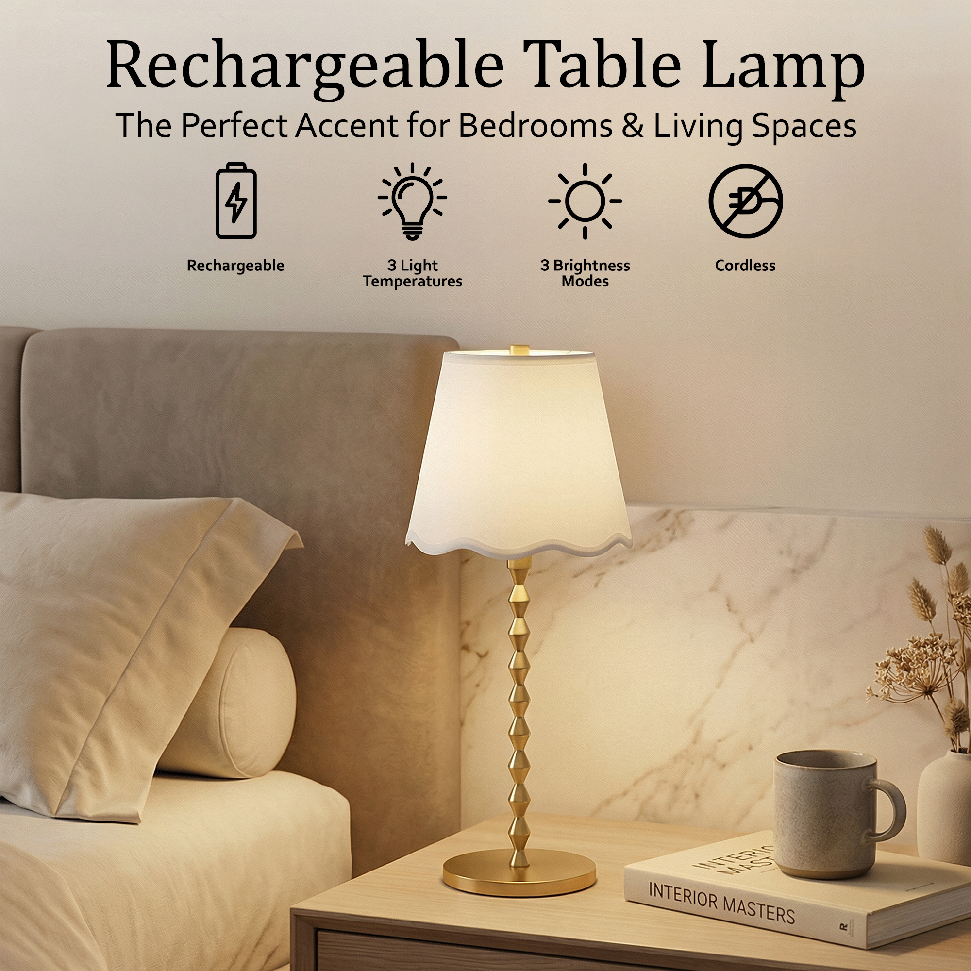 Diamond Stem Scalloped Shade Lamp - Gallery 25