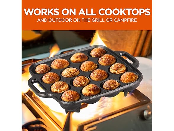 Commercial CHEF Cast Iron Cookware Aebleskiver Pan