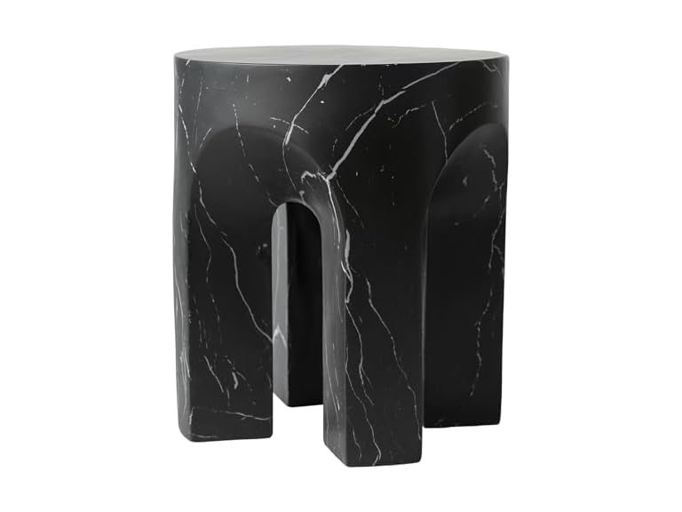 LeisureMod CST17MBL Crus Round Side Table Marbleized Bl