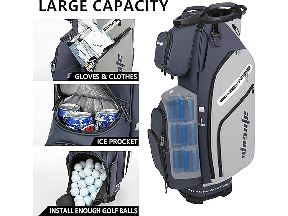 14-Way Golf Cart Bag with Insulated Cooler Pouch