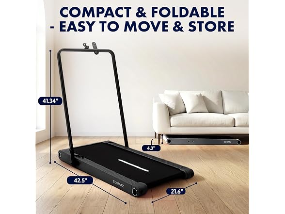 Squatz 2‑in‑1 Treadmill w/ Handlebar & Vibration Plates (Matte Black)