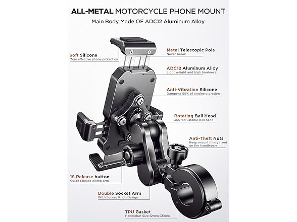 Aluminum Alloy Motorcycle Phone Mount