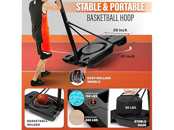 Yes4All Metal Adjustable Basketball Hoop 3.8–10 ft 