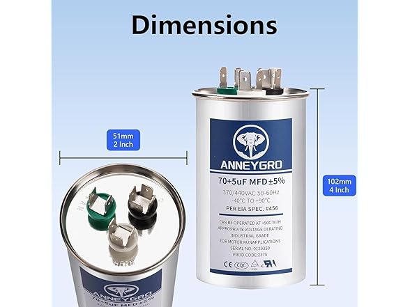 IWUDSAY Dual Run Start Ac Capacitor