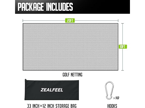 ZEALFEEL 10x20Ft Golf Hitting Net