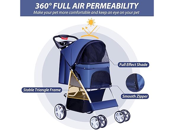 Navy Blue Pet Stroller