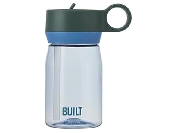 Built Cascade Water Bottle With Straw Lid, 12oz, Sea Glass