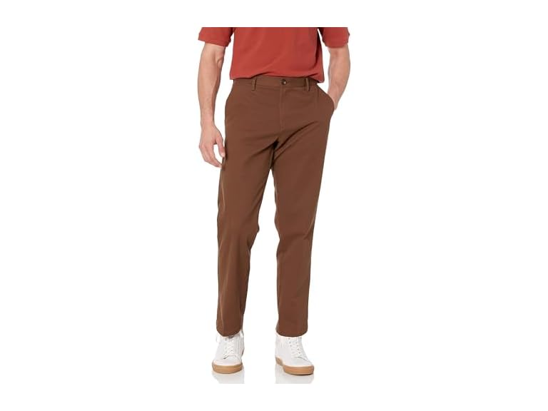 Amazon Essentials Men's Classic-Fit Wrinkle-Resistant Flat-Front Chino Pant (Available in Big & Tall), Brown, 31W x 32L