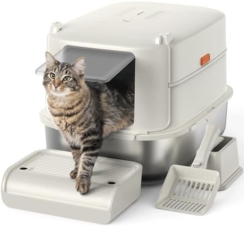 Enclosed Stainless Cat Litter Box