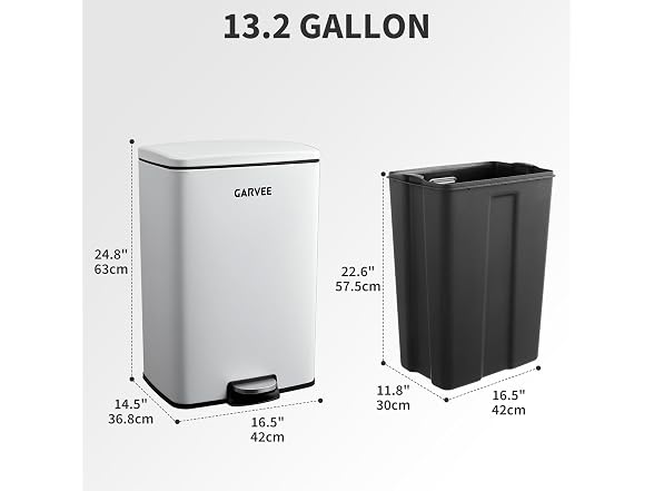 OUTLANE 13.2 Gallon /50 Liter Trash Can with Lid
