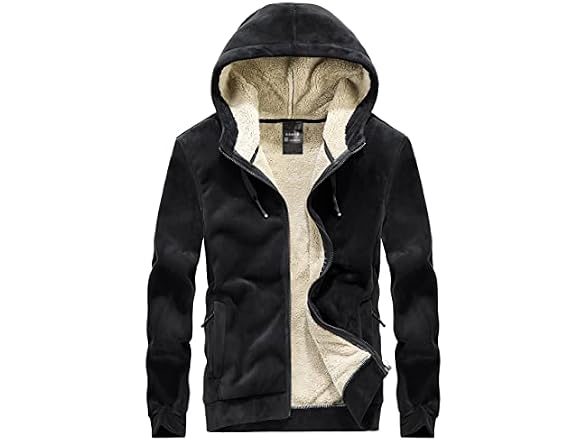 Flygo Men (L) Fleece Sherpa Lined Full Zip Hoodie