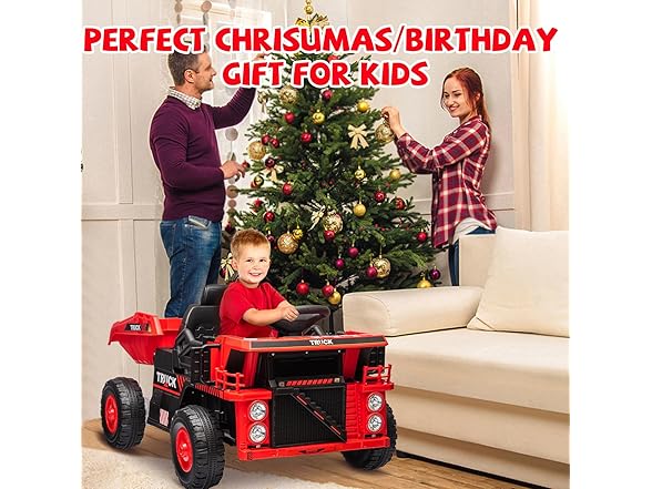 12V Ride On Dump Truck Red