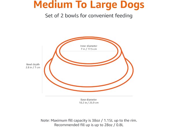 Amazon Basics Stainless Steel Non-Skid Dog Bowls