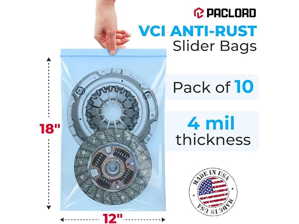 VCI Reclosable Poly Bags 12" x 18", Pack of 10