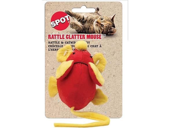SPOT Rattle Clatter Mouse Catnip Cat Toy, Plu