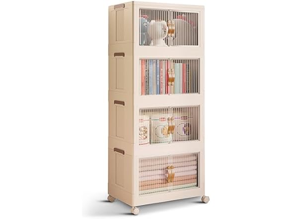 STORAGEBUD 4 Tier Plastic Stackable Storage Bins