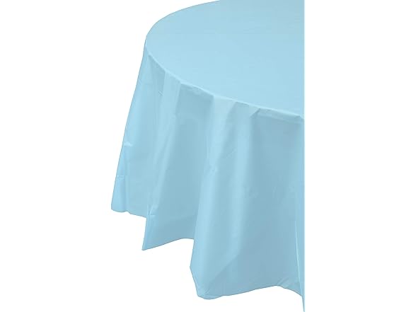 Light Blue Round plastic table cover