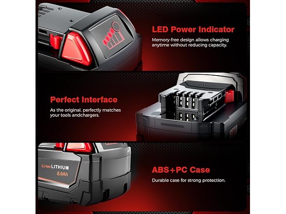 NestEase 2-Pack M18 Batteries for Milwaukee