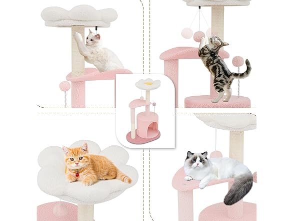 Athena Collection Small Cat Tree Condo with Sisal Scratching Post