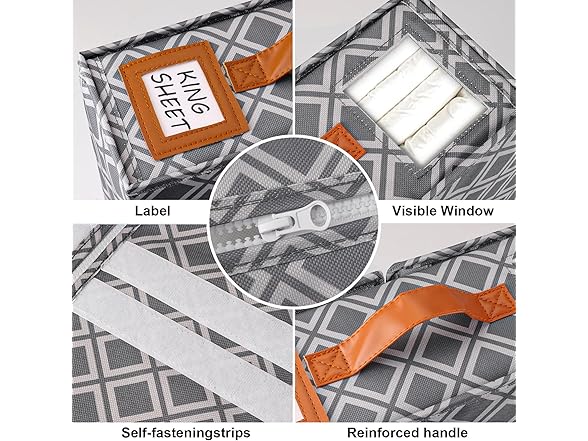 FGNTWP Bed Sheet Organizer 4 Pack Grey