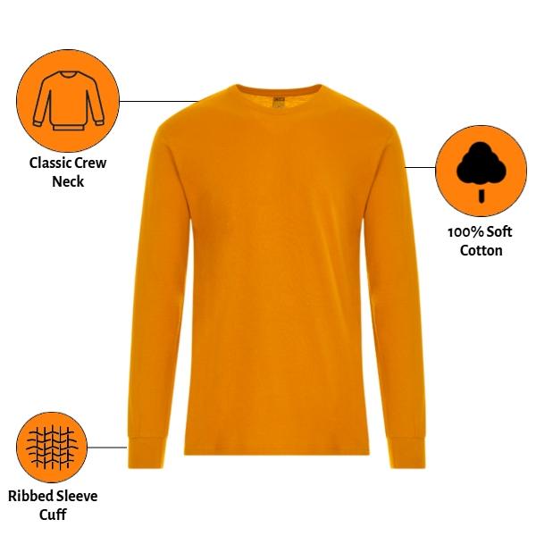 6Pk Mens Safety Orange L/S Shirts - Gallery 8