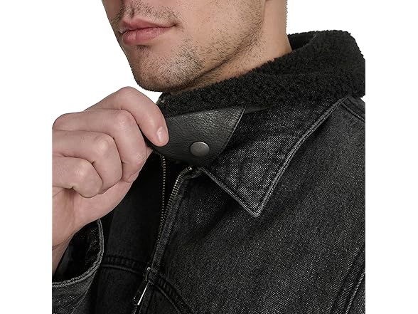 Levis Mens Denim Western Jacket w Sherpa Collar (M)