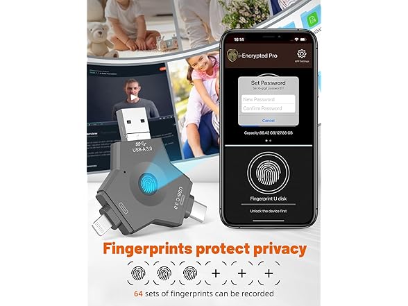 ZOIOT Fingerprint encryption Flash Drive 64GB