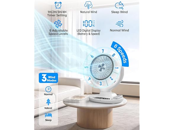 Aaoyun Cordless Desk Fan