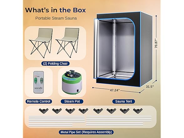 SereneLife Portable Sauna for Home, 2 Person Steam Tent