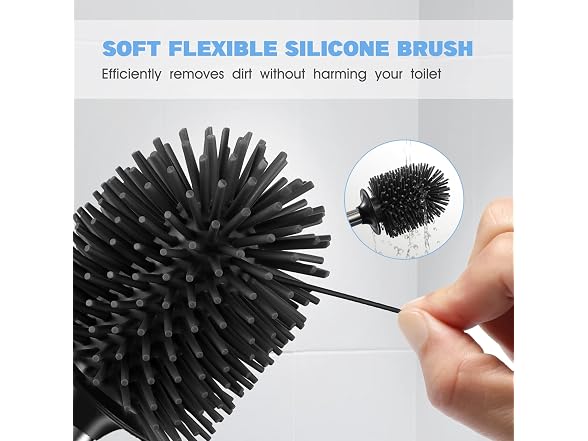 HAMITOR Silver Toilet Bowl Brush 2 Pack
