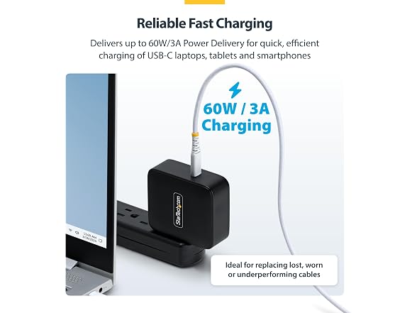 StarTech.com 10ft (3m) White USB-C Charging Cable