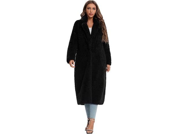 Sugar Poison Women (L) Faux Fur Tie Belt Open Coat