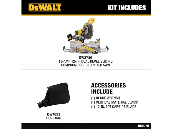 DEWALT DWS780 12 in Dual Bevel Miter Saw