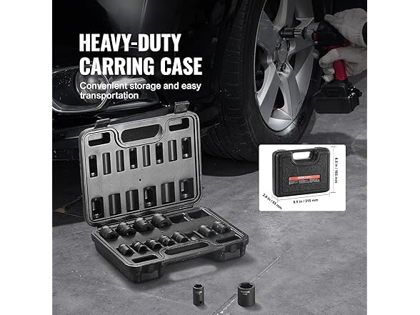 VEVOR 3/8" Drive Impact 14 Piece Shallow Socket Set Metric