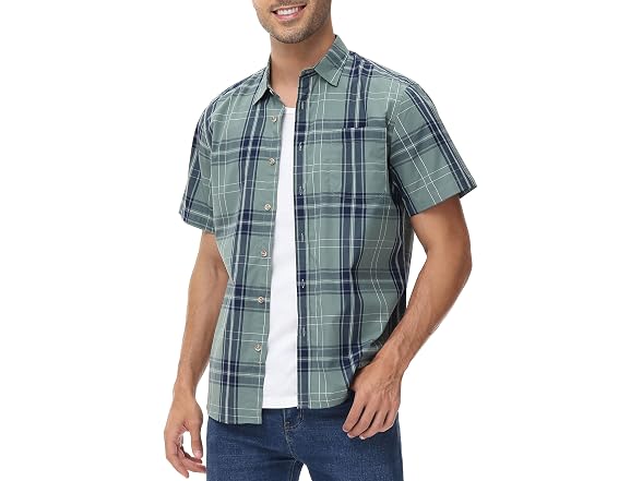 Mcedar Men (M) Slim Button Down Shirts Short Shirt