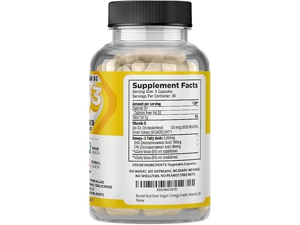 Bored Nutrition Vegan Omega 3 and D3