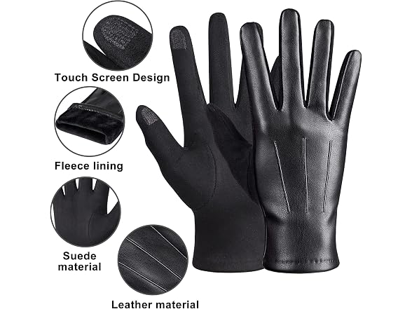 Kebesu Winter Fashion Leather Gloves